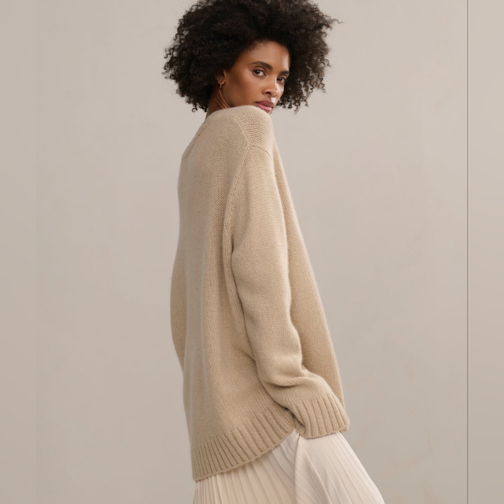 Jenni Kayne Cashmere Amelia Crewneck Sweater Warm Sand XS/S Oversized EUC! HP🥳 - Picture 12 of 12